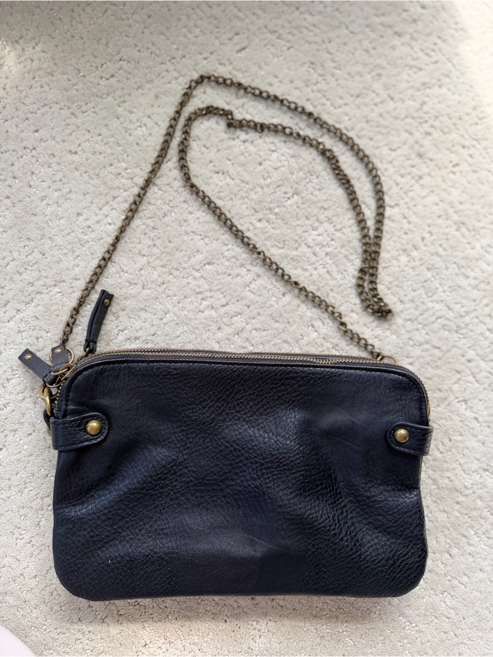 silence + noise Black Crossbody with Chain Strap and Brass Accents